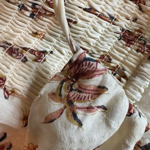 Madewell Soren 100% Silk Cutout Floral Midi Dress Size 0 - Picture 11 of 11